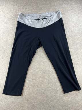 Motherhood Maternity Cropped Capri Knit Stretch Pants Black Gray XL